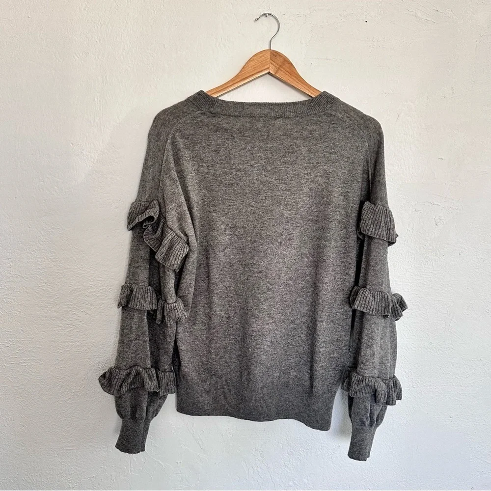 J. Crew Ruffle Sleeve Sweater in Gray